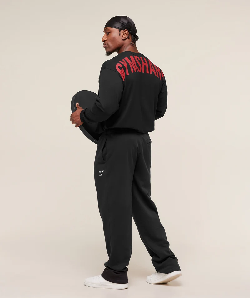 Gymshark Power Long Sleeve T-Shirt - Black/Conditioning Red