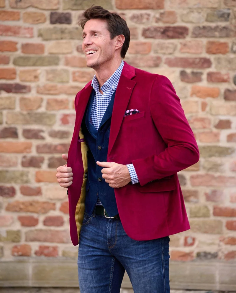 Herren Samt Sakko "London" in red
