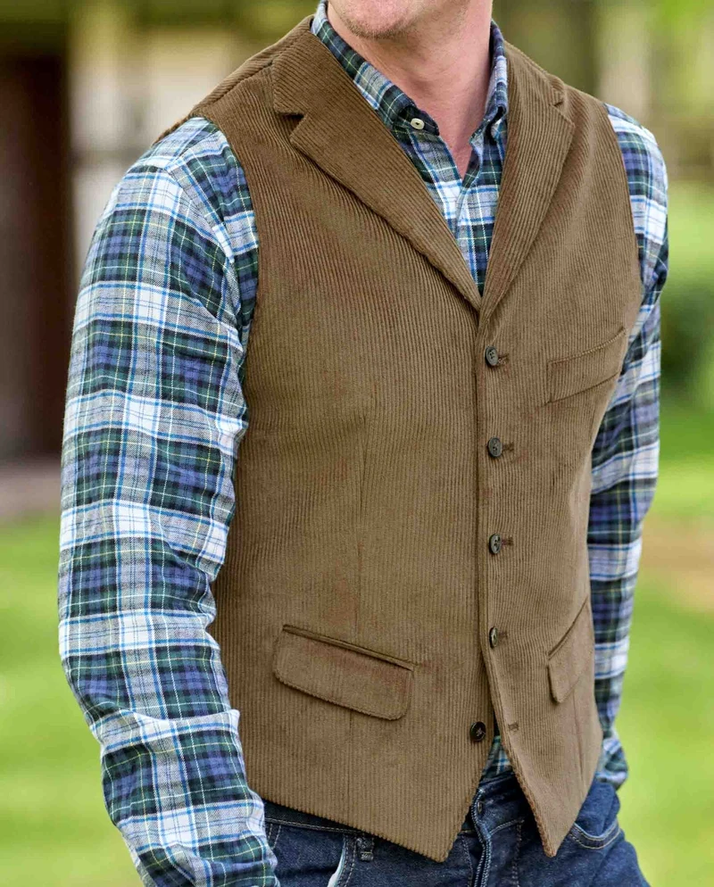 Herren Cord Weste "Wales" in mud