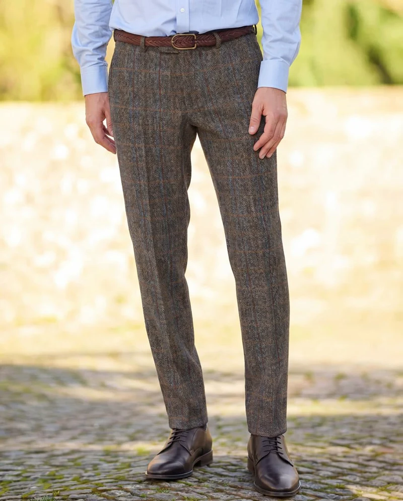 Harris Tweed Hose "Mr. Miller" in green-blue herringbone