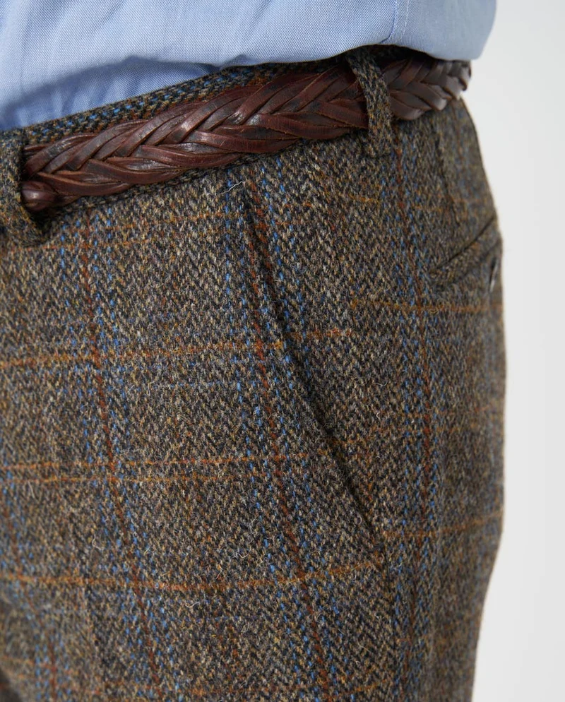 Harris Tweed Hose "Mr. Miller" in green-blue herringbone