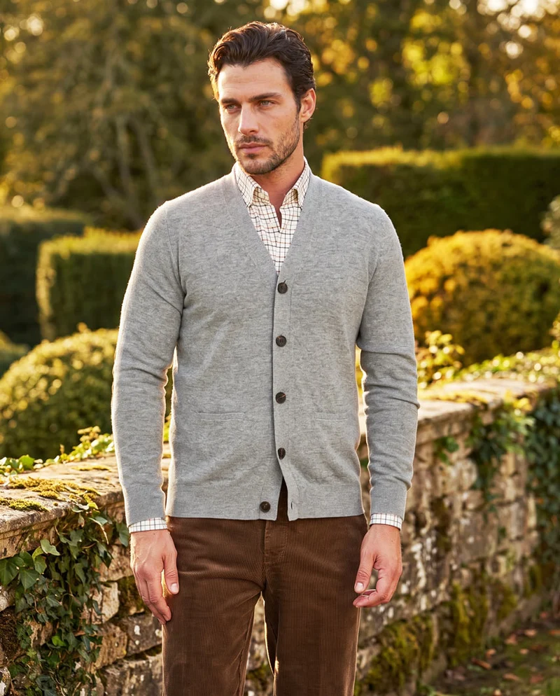 Herren Merino-Strickjacke "The Cardigan" in cloud grey