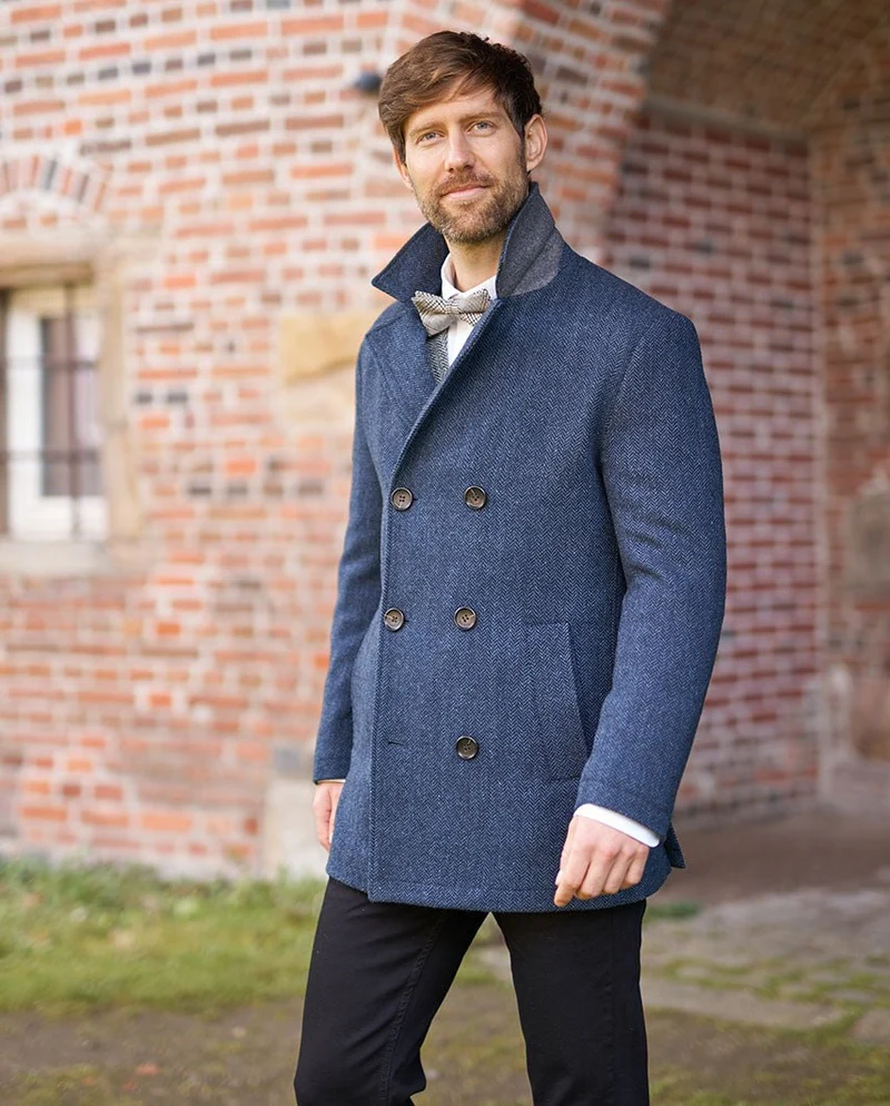 Herren Cabanjacke "Seaberg" in Fischgrat Tweed