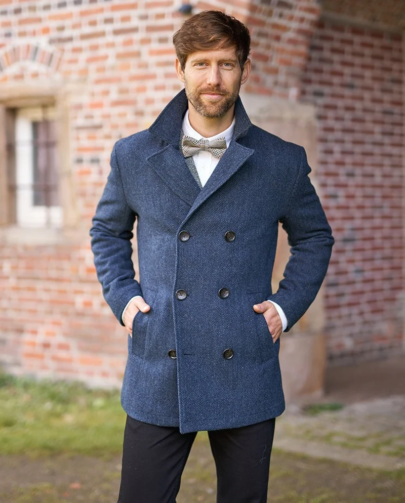 Herren Cabanjacke "Seaberg" in Fischgrat Tweed