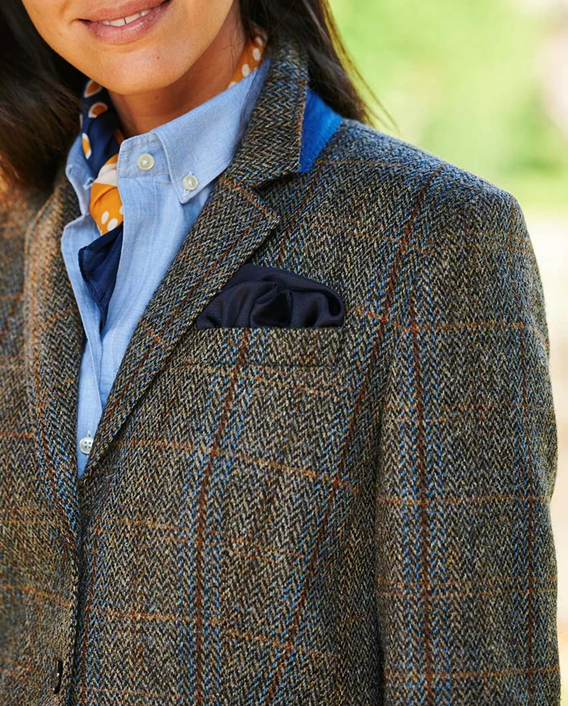 Harris Tweed Blazer "Carola" in green-blue-Herringbone