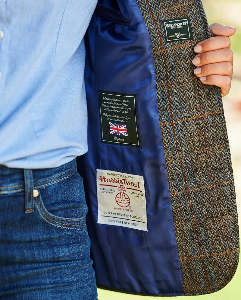 Harris Tweed Blazer "Carola" in green-blue-Herringbone