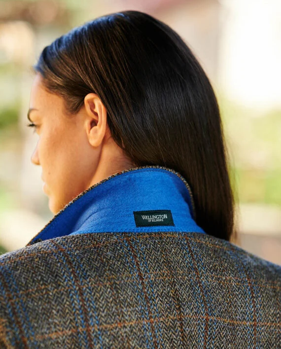 Harris Tweed Blazer "Carola" in green-blue-Herringbone