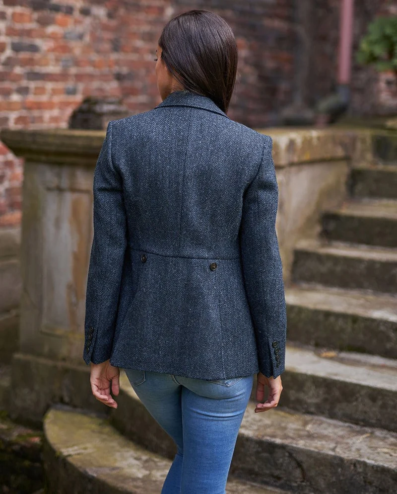 Harris Tweed Blazer "Carola" in blue Herringbone