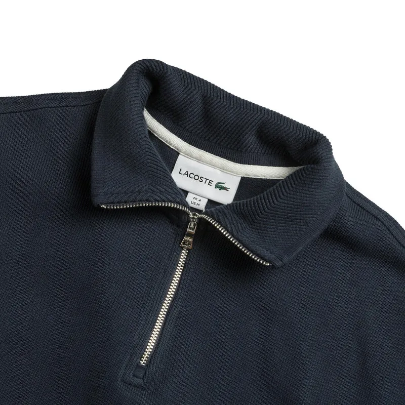 Lacoste Zippered Stand Up Collar Cotton Sweatshirt