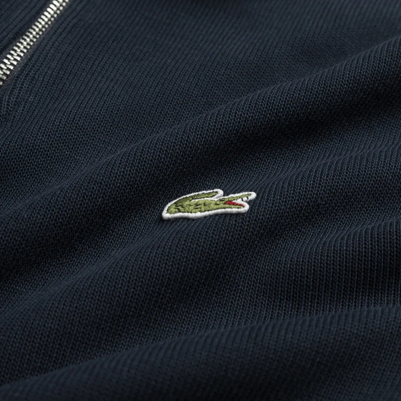 Lacoste Zippered Stand Up Collar Cotton Sweatshirt