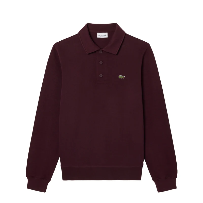 Lacoste Ribbed Cotton Polo Collar Sweatshirt