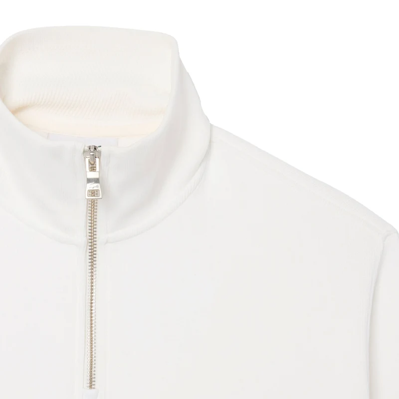 Lacoste Zippered Stand Up Collar Cotton Sweatshirt
