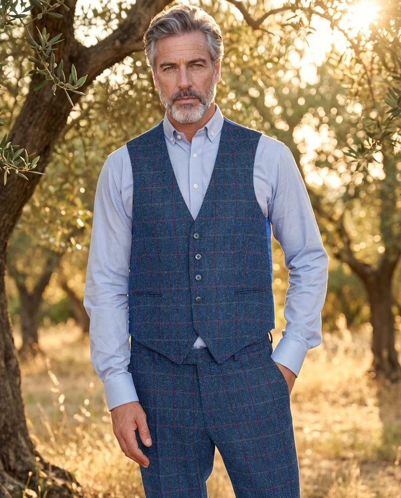 Tailor - Harris Tweed Weste in scottish blue