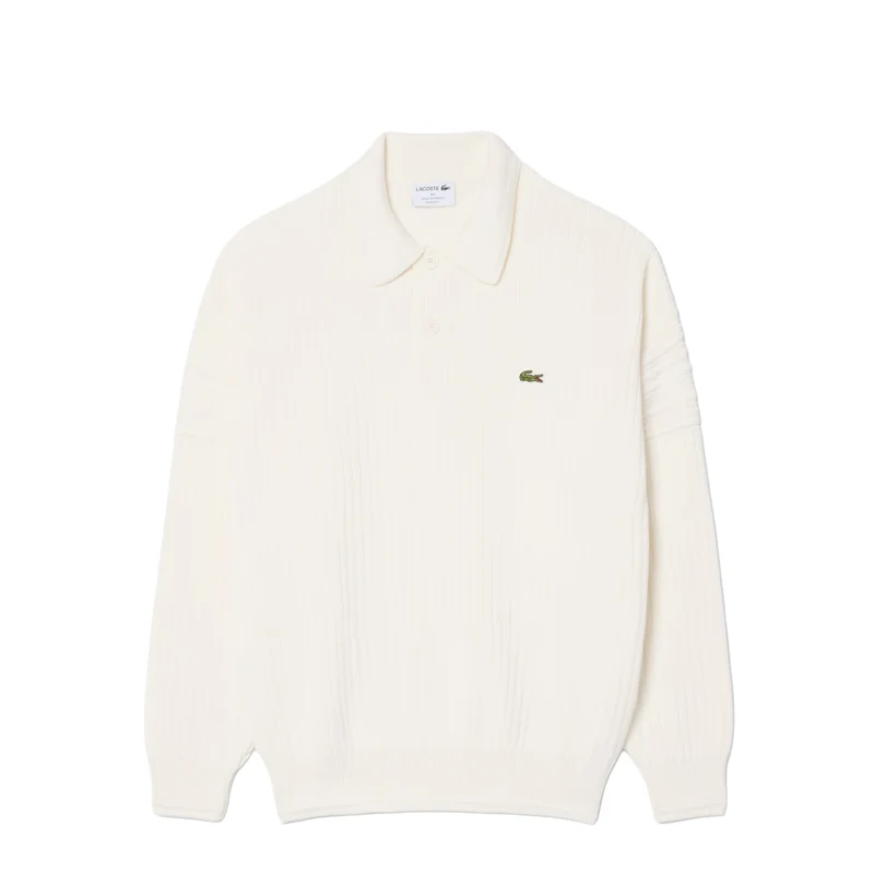 Lacoste French Made Cotton Polo Collar Sweater