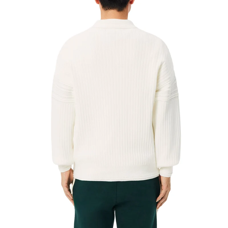 Lacoste French Made Cotton Polo Collar Sweater