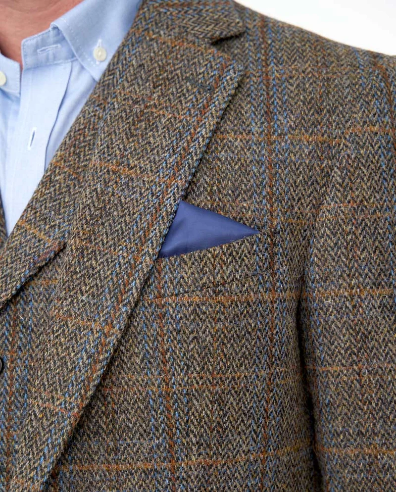 Harris Tweed Sakko "London" in green-blue herringbone