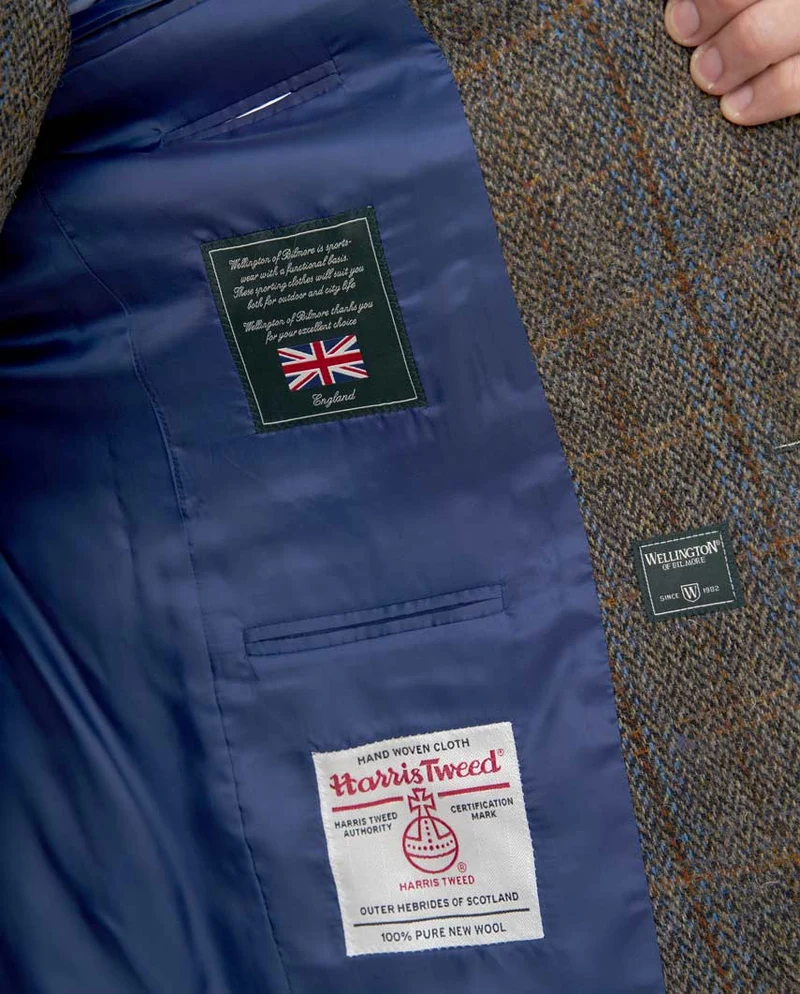 Harris Tweed Sakko "London" in green-blue herringbone