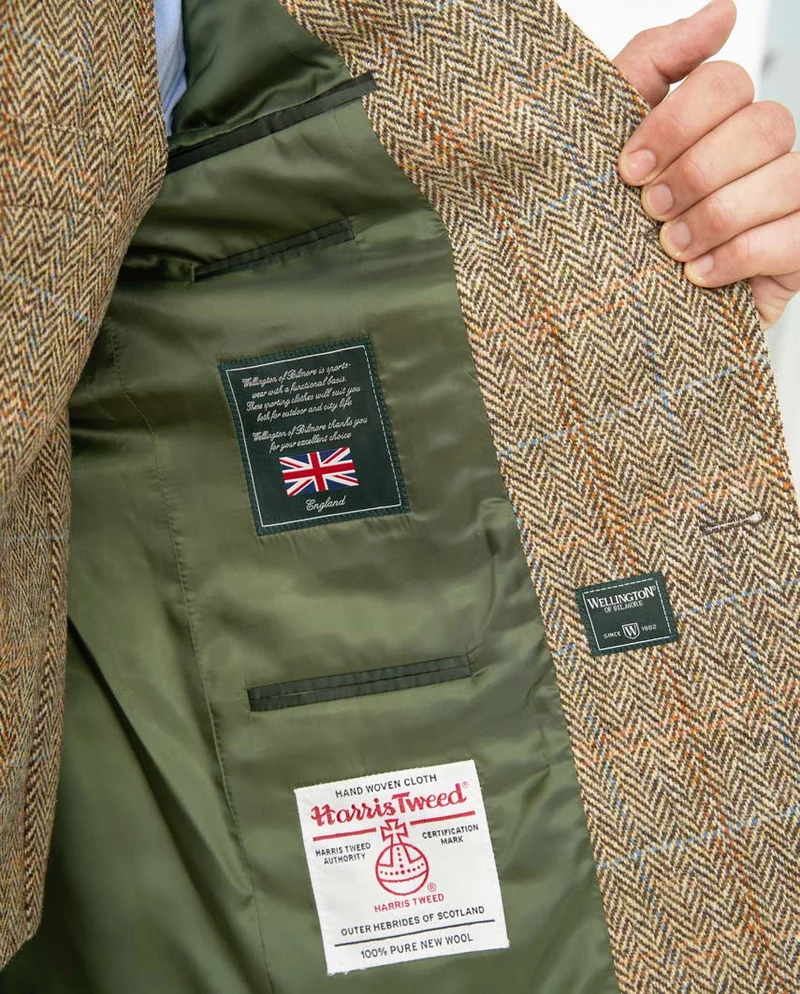 Harris Tweed Sakko "London" in sand herringbone