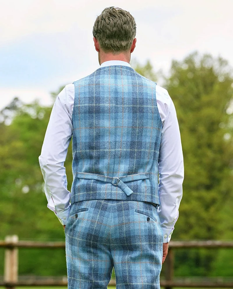 Harris Tweed Weste "Wales" in jeans herringbone