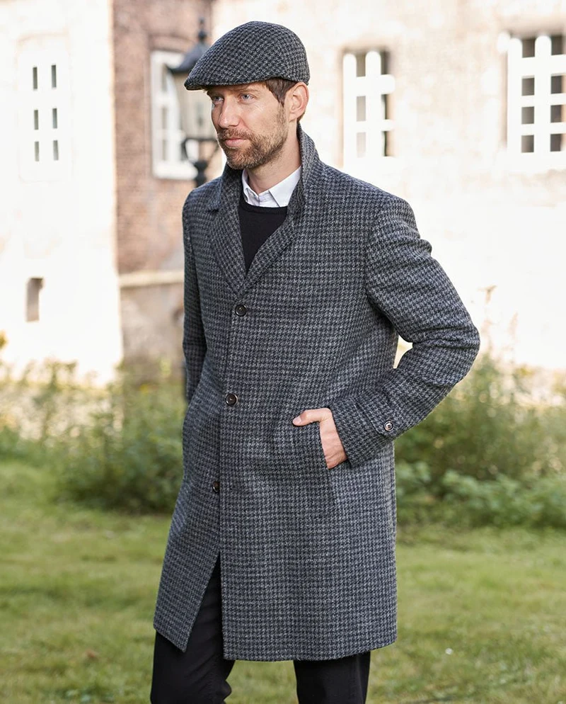 Herren Blazermantel "Billy" aus Harris Tweed in black Houndstooth