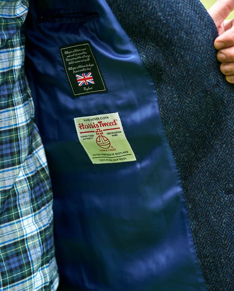 Harris Tweed Blazermantel "Barney" für Herren in blue Herringbone
