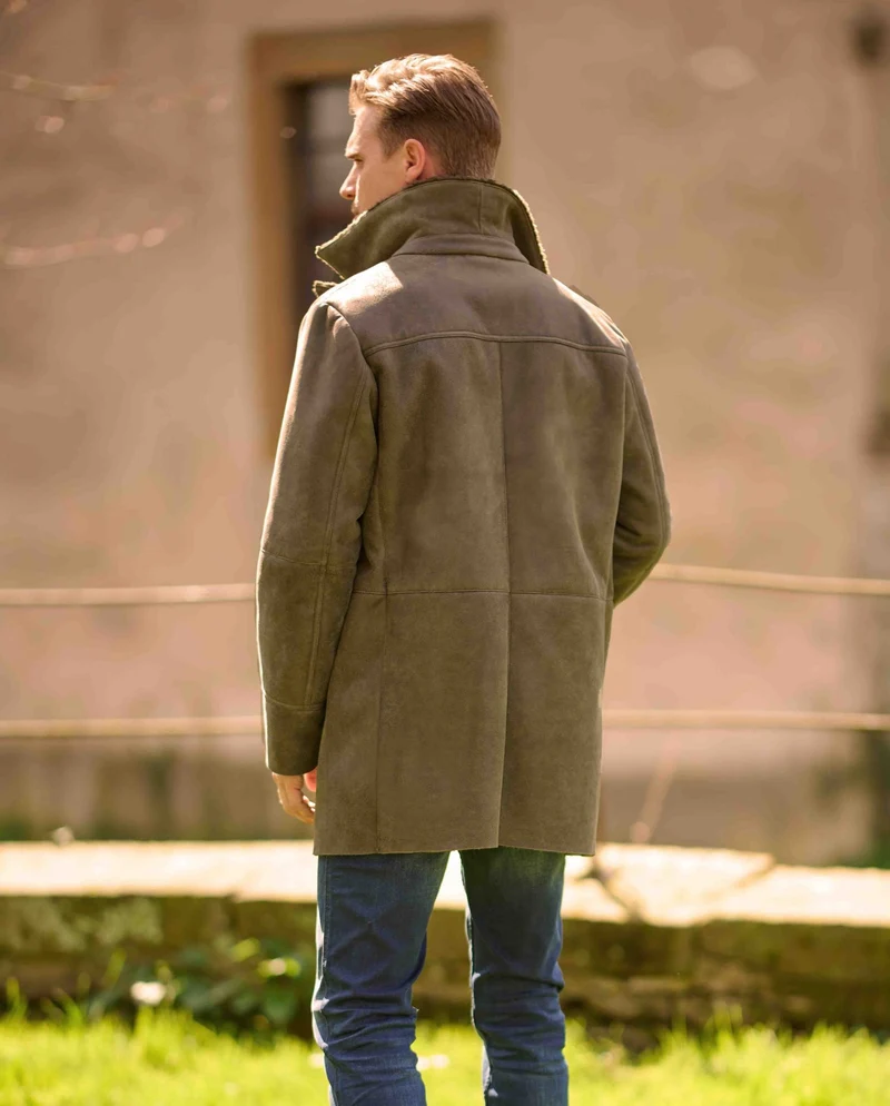 Herren Ledermantel "Irland" in grey aus echtem Lammnappa