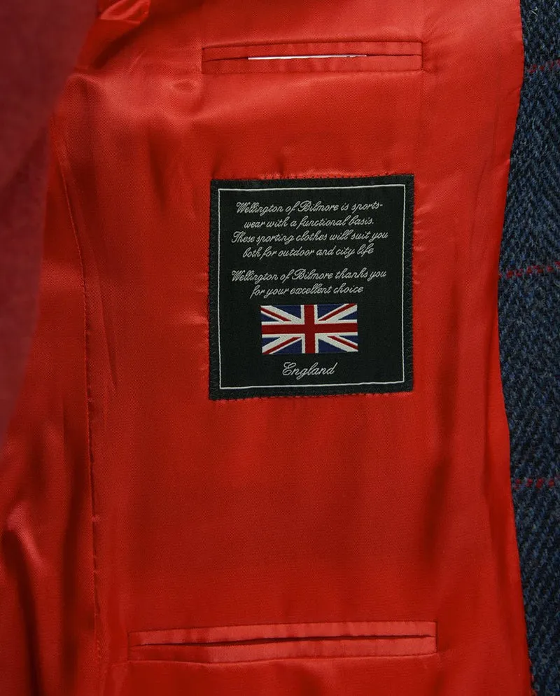 Harris Tweed Sakko "London" in red overcheck