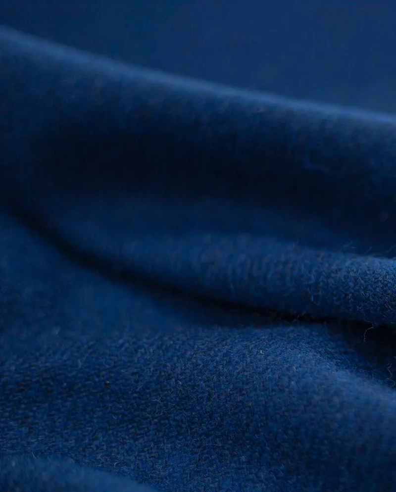 Wales - blaue Harris Tweed Weste mit Kragen