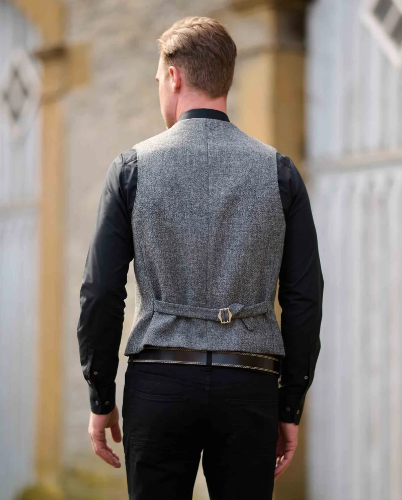Harris Tweed Weste "Wales" in anthra melange