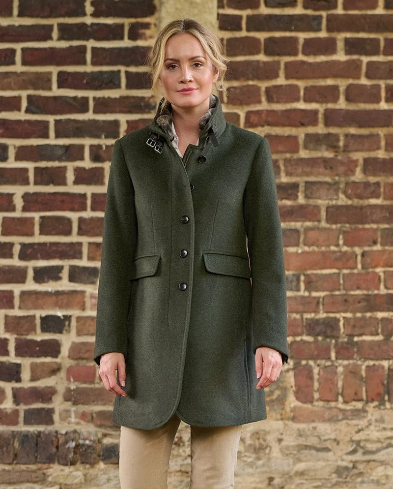 Damenmantel "Paula" aus Woll-Kaschmir-Qualität in forrest