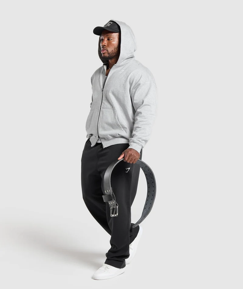 Gymshark Power Zip Up Hoodie - Light Grey Core Marl