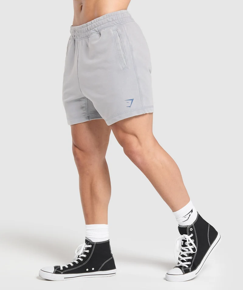 Gymshark Power Washed 5" Shorts - Denim Grey/Acid Wash Small Ball