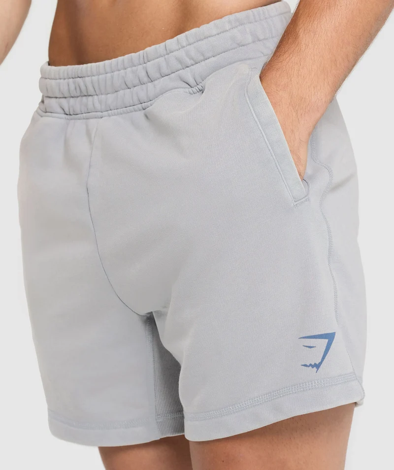 Gymshark Power Washed 5" Shorts - Denim Grey/Acid Wash Small Ball