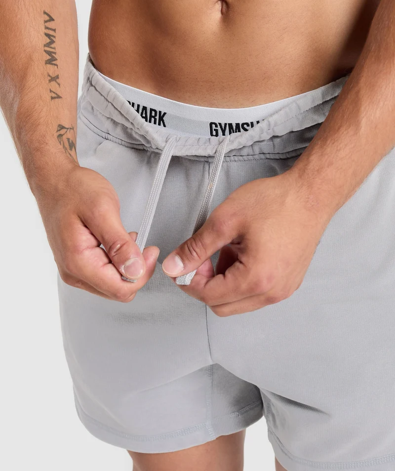 Gymshark Power Washed 5" Shorts - Denim Grey/Acid Wash Small Ball
