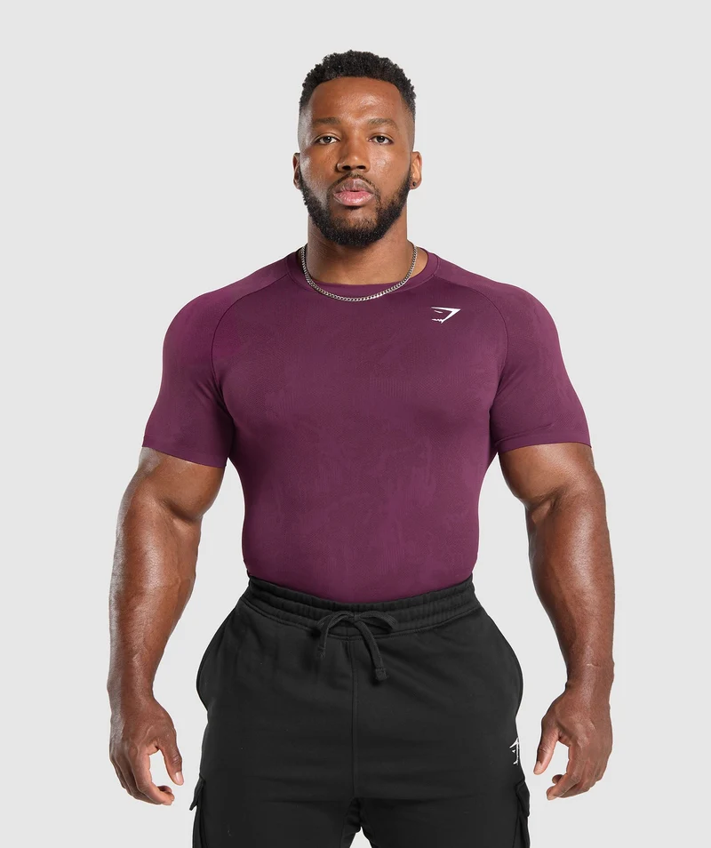 Gymshark Geo Seamless T-Shirt - Magenta Purple/Depth Purple