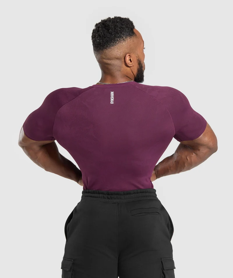 Gymshark Geo Seamless T-Shirt - Magenta Purple/Depth Purple
