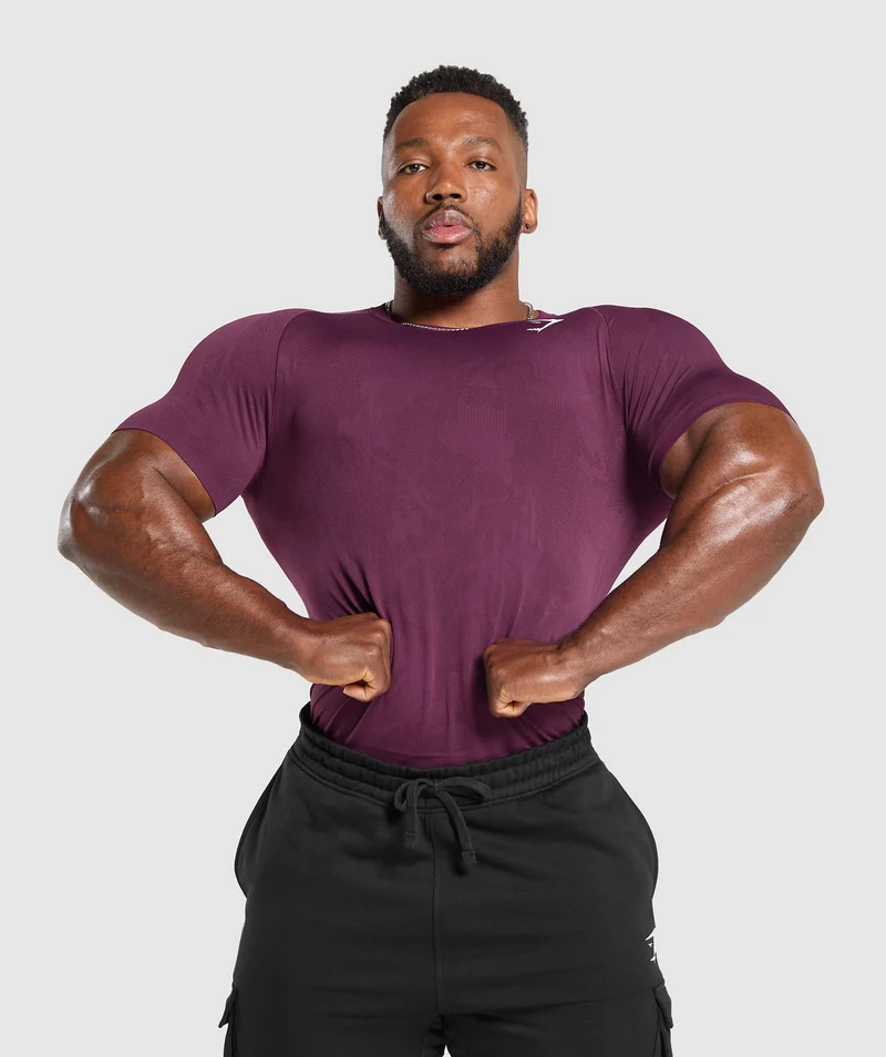 Gymshark Geo Seamless T-Shirt - Magenta Purple/Depth Purple
