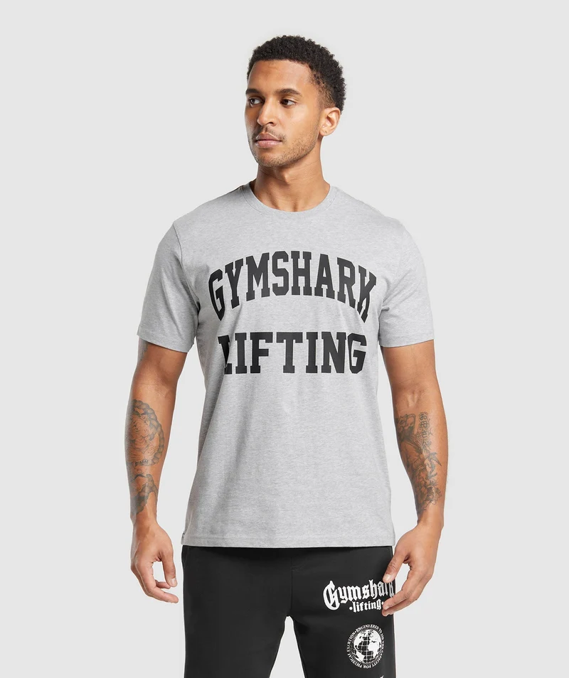 Gymshark Lifting Club T-Shirt - Light Grey Core Marl