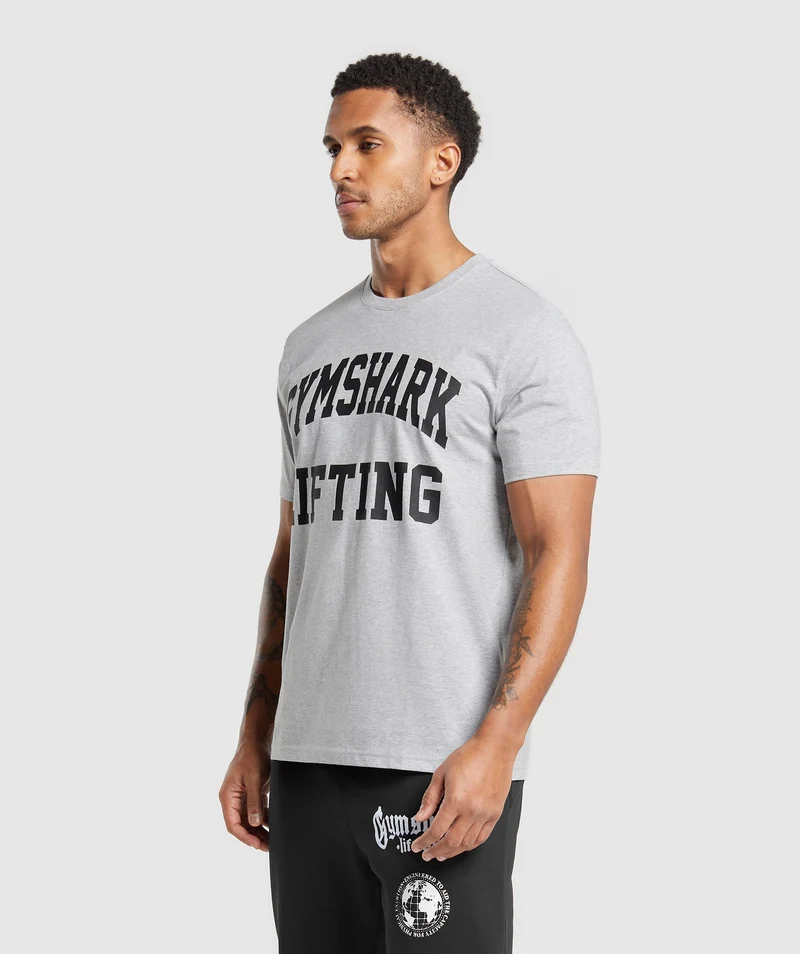 Gymshark Lifting Club T-Shirt - Light Grey Core Marl