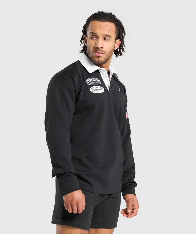 Gymshark Rugby Shirt - Black/White