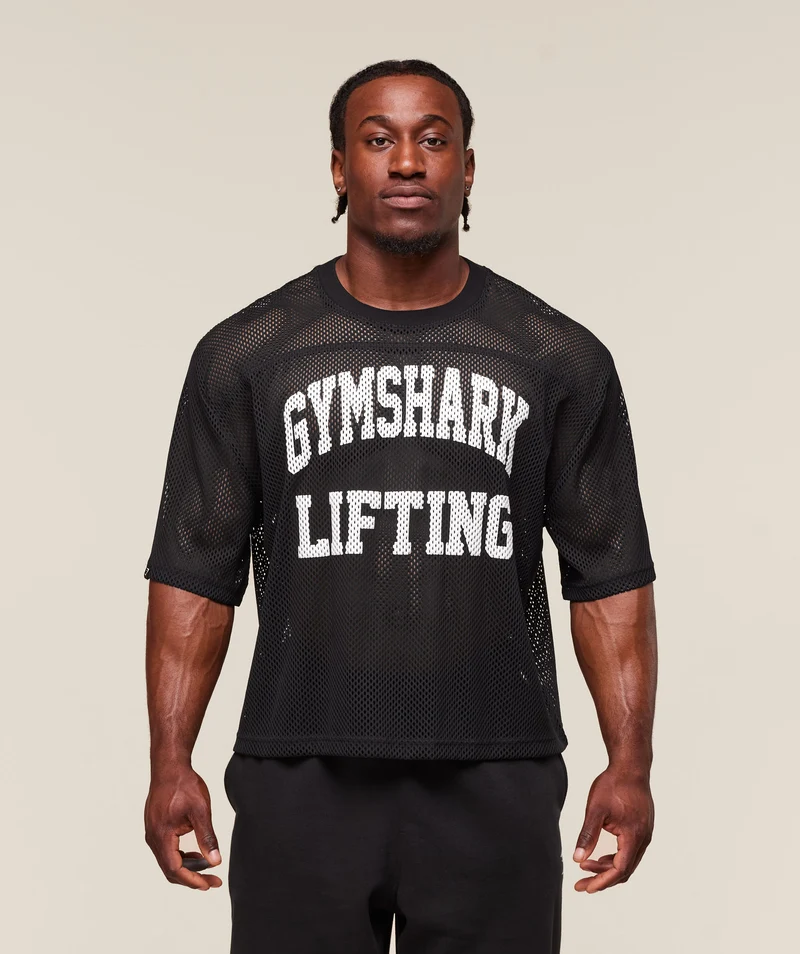 Gymshark Mesh Oversized T-Shirt - Black