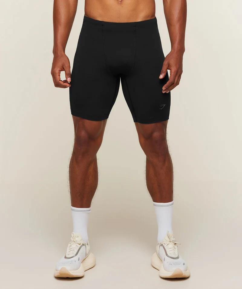 Gymshark Running Elite 7 Pocket Half Tights - Black
