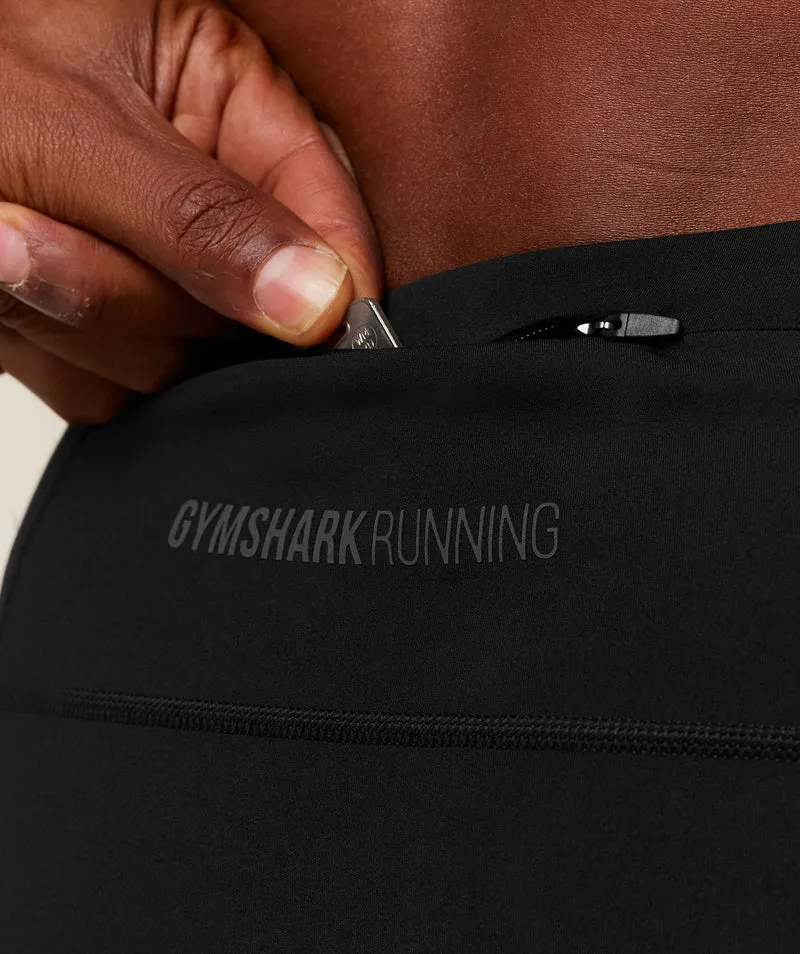 Gymshark Running Elite 7 Pocket Half Tights - Black