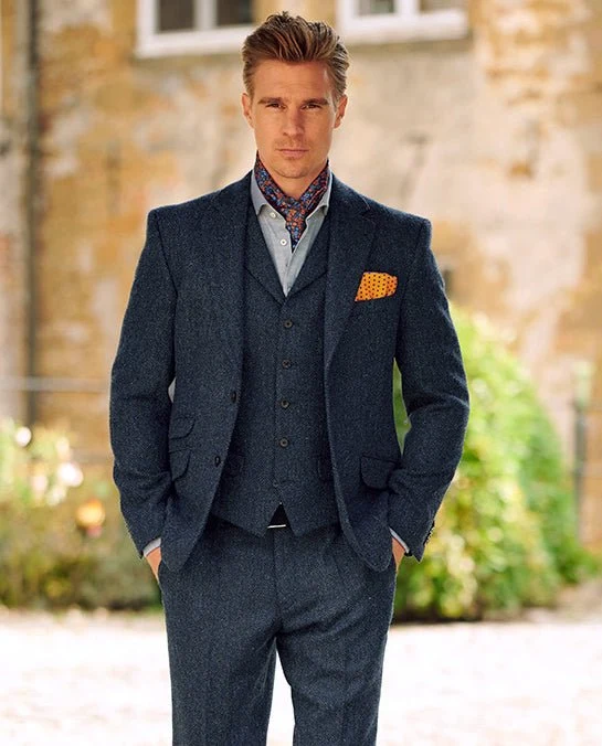 Harris Tweed Sakko "London" in blue herringbone