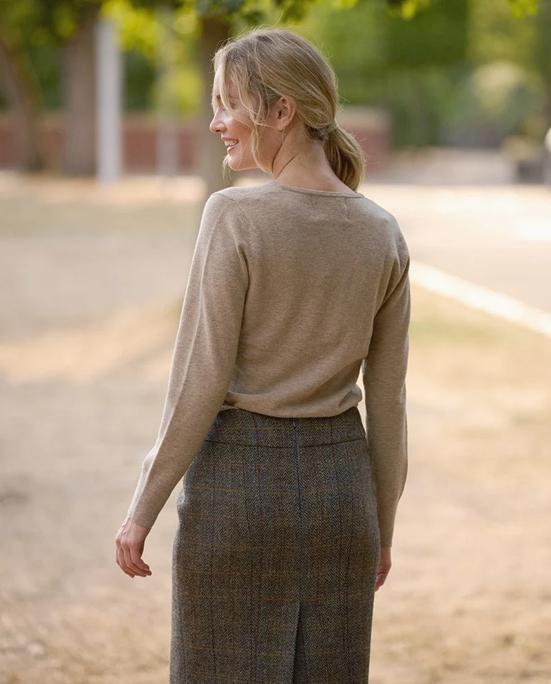 Damen Lambswool Pullover "Mary" in taupe