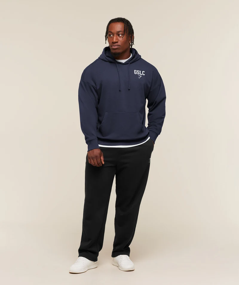 Gymshark Faded Collegiate Graphic Hoodie - Heavy Blue