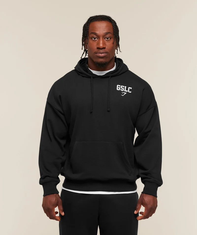 Gymshark Faded Collegiate Graphic Hoodie - Black