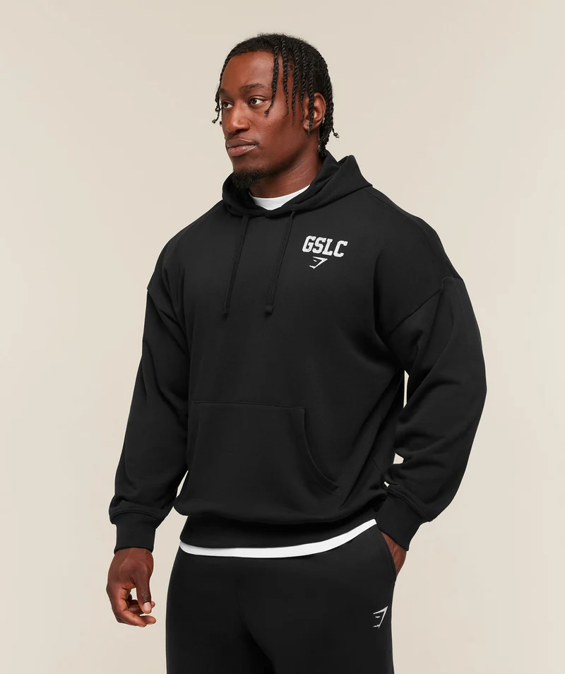Gymshark Faded Collegiate Graphic Hoodie - Black