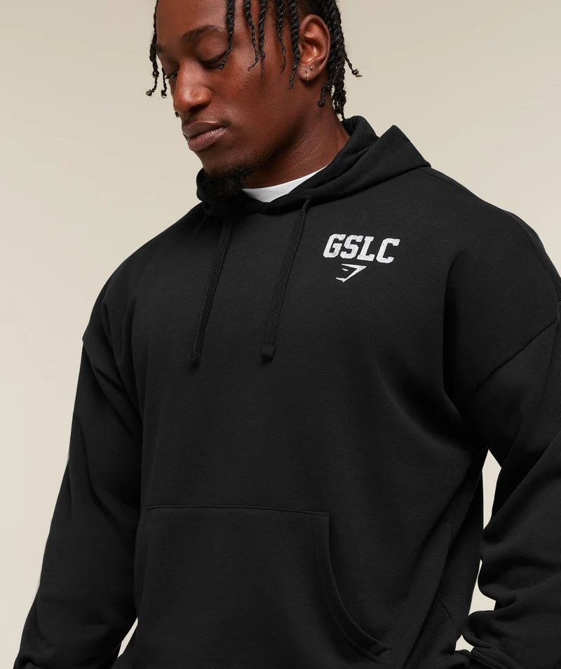 Gymshark Faded Collegiate Graphic Hoodie - Black