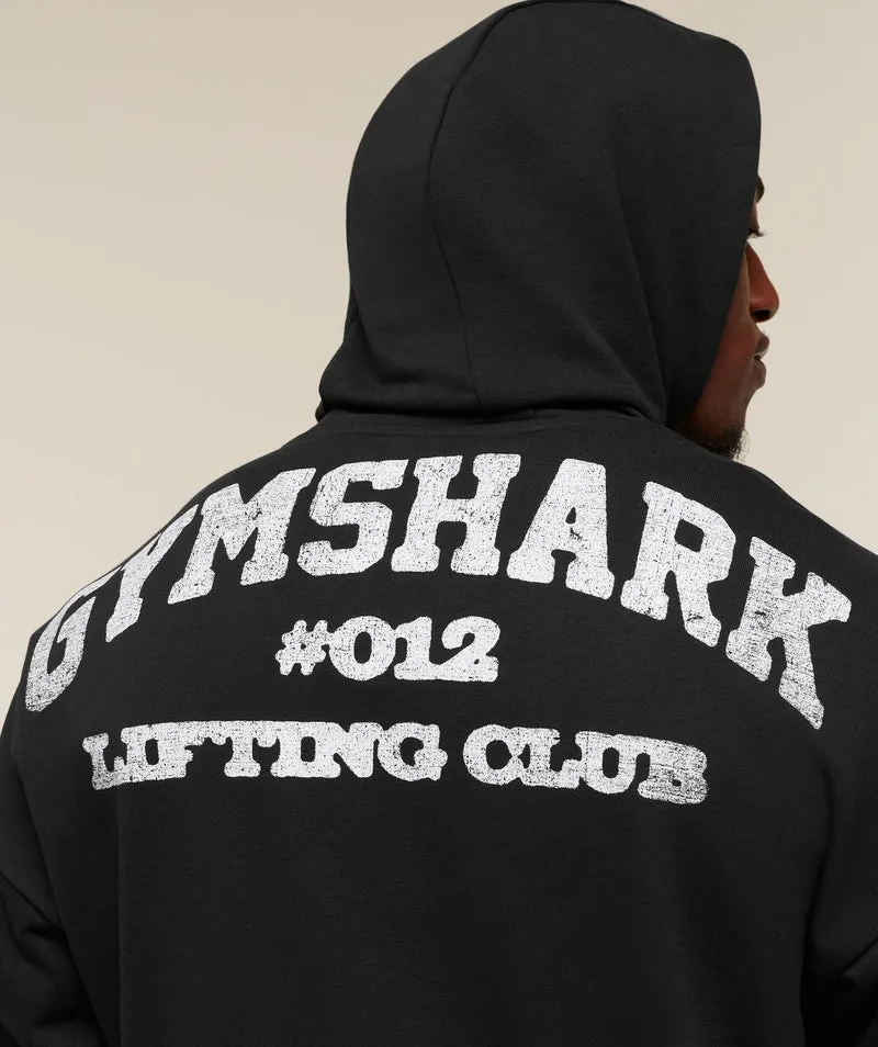 Gymshark Faded Collegiate Graphic Hoodie - Black